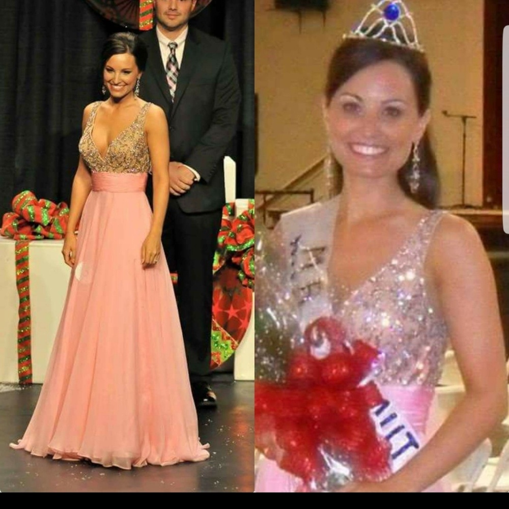 Sherri Hill Pink Chiffon Evening Gown Pageant